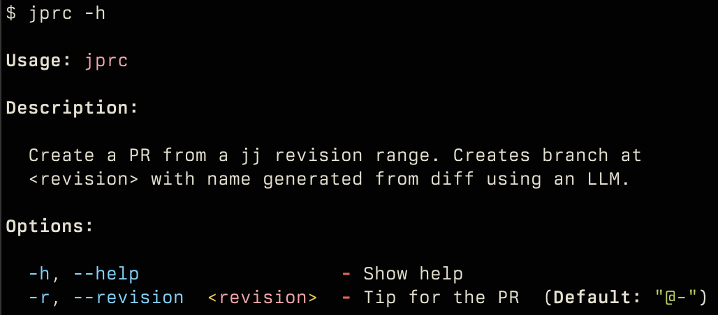jprc help output